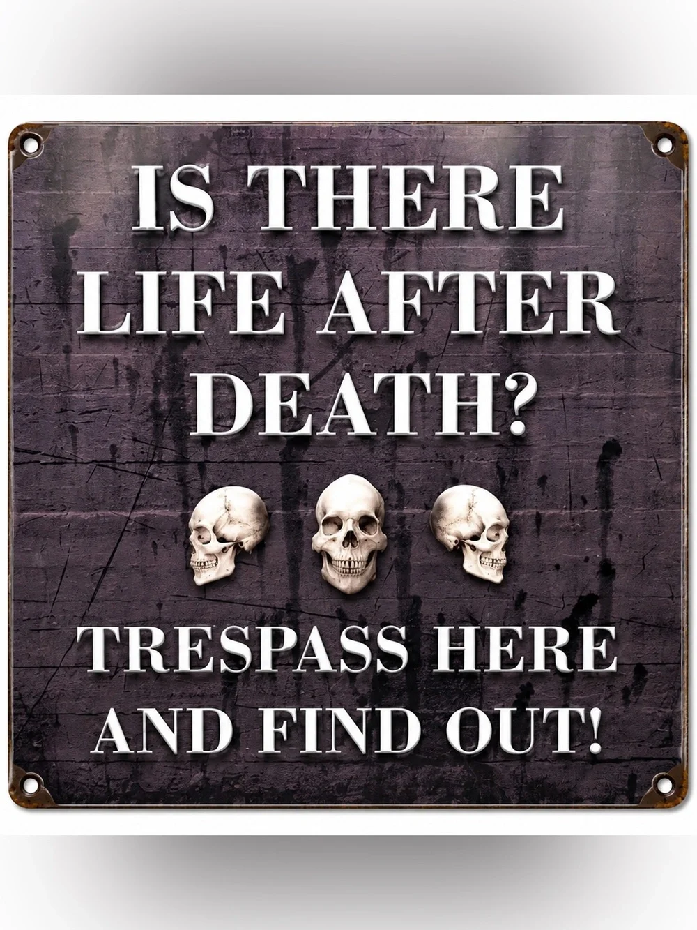 NEW Heavy Duty Steel Is There Life After Death Trespass Here Metal Sign